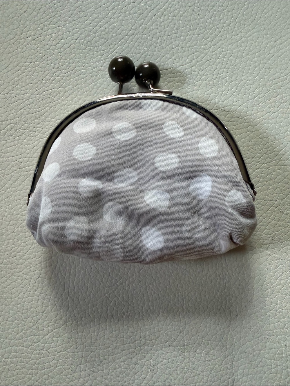 Gray Polka Dot Kiss-Lock Coin Purse